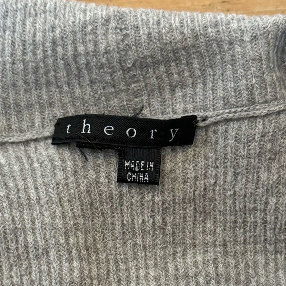 Theory Shanda New Steady Gray Wool Blend Draped Open Front Cardigan (1371)